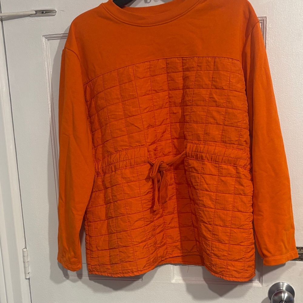 Orange Quilted Long Sleeve Top